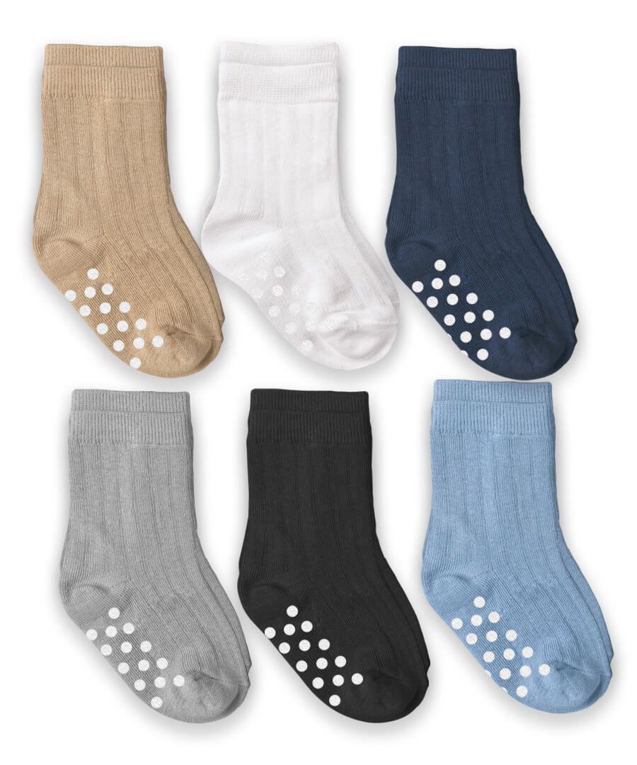 Cooraby 12 Pairs Unisex Toddler Socks Non-Skid Classic Crew Socks Assorted Colors 