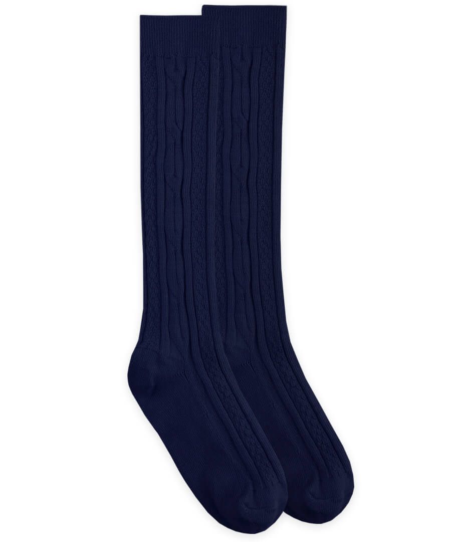 Jefferies Socks Girls School Uniform Cable and Rib Tight 2 Pack 