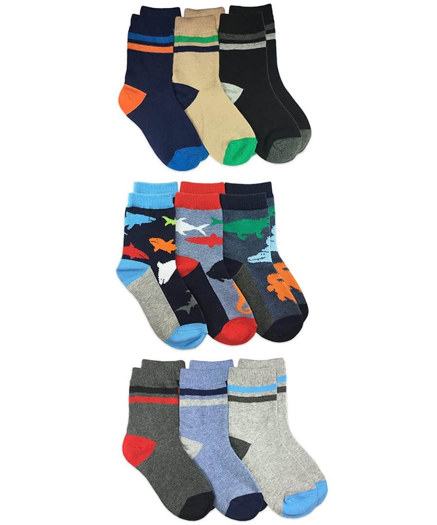 Pack of 9 Jefferies Socks Boys Seamless Casual Crew Socks 