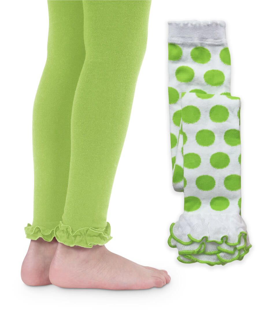 Jefferies Socks Polka Dot & Ruffle Trim Footless Tights 2 Pair Pack