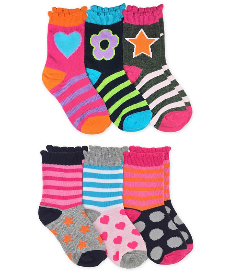Jefferies Socks Girls Stripes Hearts Stars Flowers Pattern