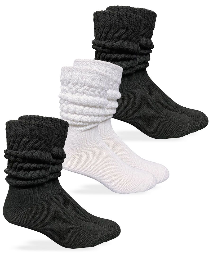 Jefferies Socks Mens Boys Scrunch Slouch Thick Cotton Socks 3 Pair Pack