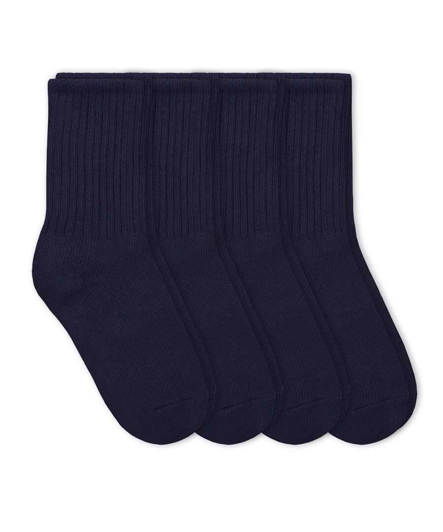 Jefferies Socks Boys Girls School Uniform Rib Crew Socks 4 Pair Pack